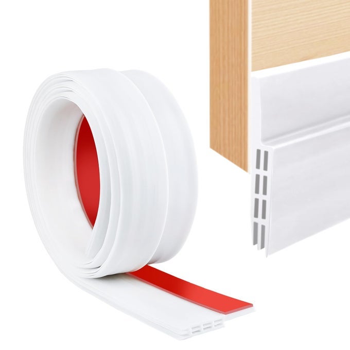 SILICONE DOOR DRAFT STOPPER 39 INCHES DOOR SEAL STRIP FOR UNDER DOOR SEAL GAP INTERIOR EXTERIOR DOORS WEATHER STRIPPING SOUNDPROOF WHITE