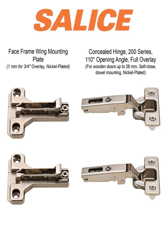 SALICE 2 Salice European Face Frame Hinges #C2P6A with Face Frame Clip On Adapter Plates - Image 2