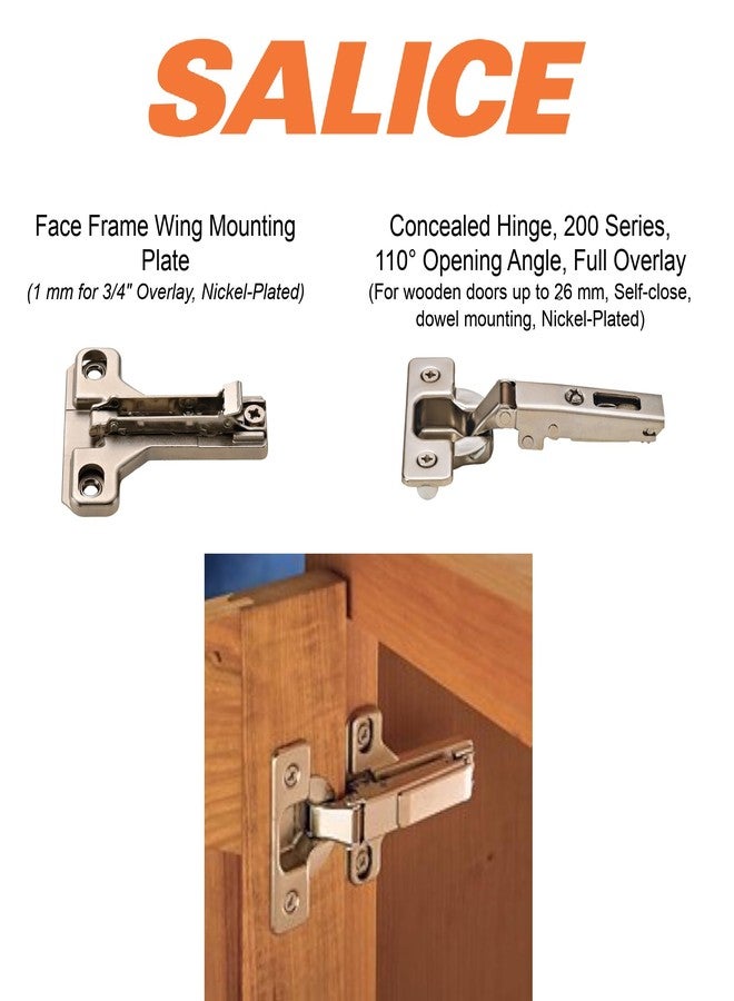 SALICE 2 Salice European Face Frame Hinges #C2P6A with Face Frame Clip On Adapter Plates - Image 3