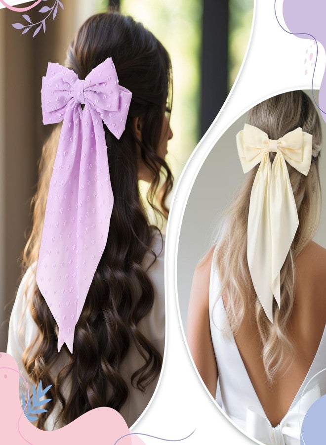 Mimorou 36 Pcs Big Hair Bows for Women Silky Satin Hair Bows Bulk Oversized Long Tail Black White Hair Bow Large Hair Ribbons Hair Clips Barrettes Large Metal Clips Bowknot Hair Accessories Gift - Image 5