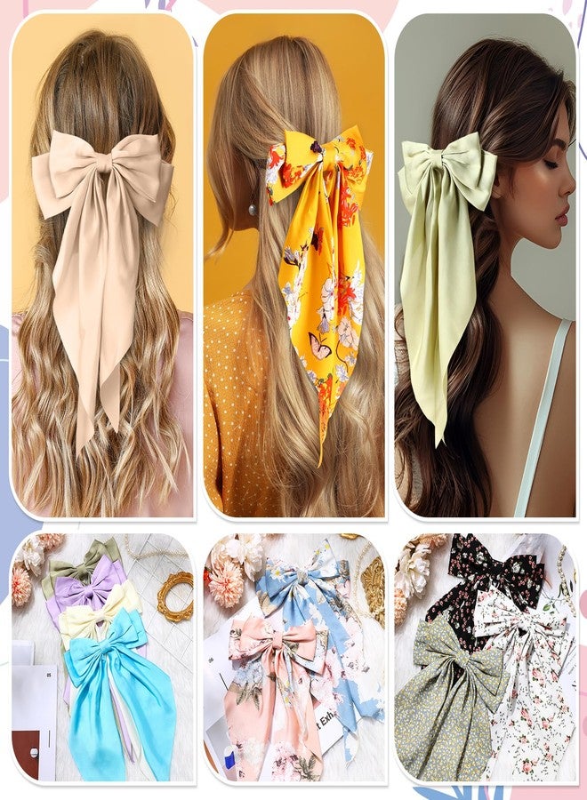 Mimorou 36 Pcs Big Hair Bows for Women Silky Satin Hair Bows Bulk Oversized Long Tail Black White Hair Bow Large Hair Ribbons Hair Clips Barrettes Large Metal Clips Bowknot Hair Accessories Gift - Image 3