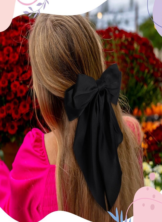 Mimorou 36 Pcs Big Hair Bows for Women Silky Satin Hair Bows Bulk Oversized Long Tail Black White Hair Bow Large Hair Ribbons Hair Clips Barrettes Large Metal Clips Bowknot Hair Accessories Gift - Image 4