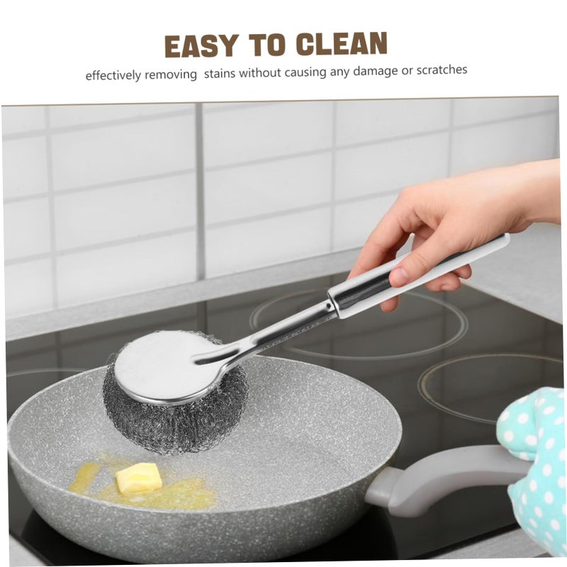 Multifunctional Long Handle Dish Brush Gentle Scrubber for Stainless Steel Cookware - Image 4