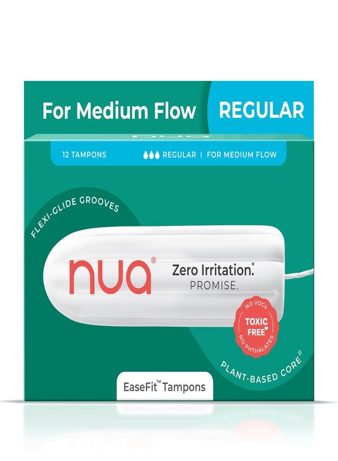 Nua EaseFit Tampons for Medium Flow | 12 Tampons | Gynaecologically Tested | Hypoallergenic | Rapid Absorption Core | Leak-Proof Protection - Image 1