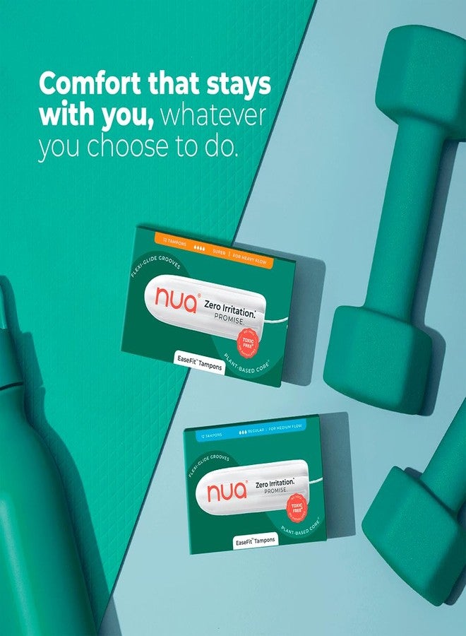 Nua EaseFit Tampons for Medium Flow | 12 Tampons | Gynaecologically Tested | Hypoallergenic | Rapid Absorption Core | Leak-Proof Protection - Image 4