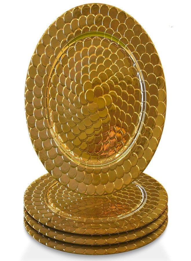 ChargeIt by Jay Snake Charger Plate 13” Decorative Melamine Service Plate for Home, Professional Dining, Perfect for Upscale Events, Dinner Parties, Weddings, Banquets, Catering, Set of 4, Gold - Image 1
