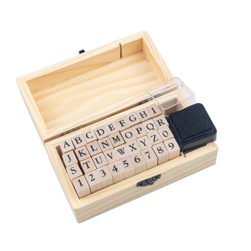 krastmon Rubber Stamp Letters Numbers and Alphabets 36 Pcs Small Wooden Rubber Stamps for Card Making DIY Craft Scrapbooking Supplie etc - Image 2