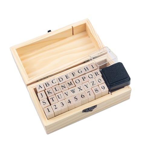 krastmon Rubber Stamp Letters Numbers and Alphabets 36 Pcs Small Wooden Rubber Stamps for Card Making DIY Craft Scrapbooking Supplie etc - Image 1