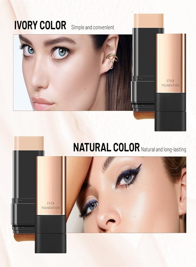 Nuvex 2-in-1 Korean Anti-Wrinkle Foundation Stick with Brush | Luxury Hydrating Makeup Stick | Waterproof, Long-Lasting, Lightweight Coverage for All Skin Types | Conceals Blemishes, Natural Color - Image 3