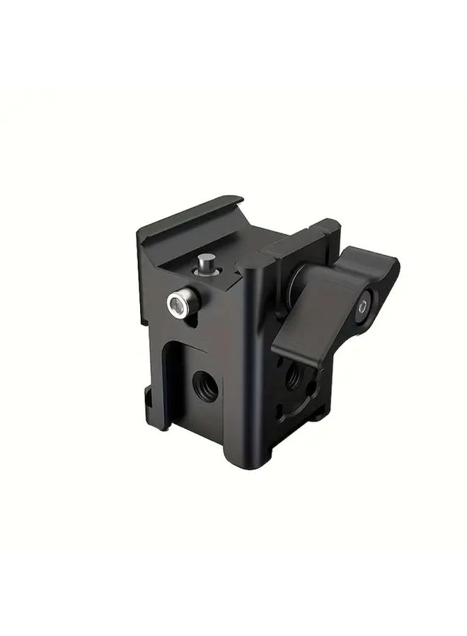 Black Aluminum Alloy Camera Mount With Cold Shoe Flashlight And Phone Clip Secure Locking - Image 1