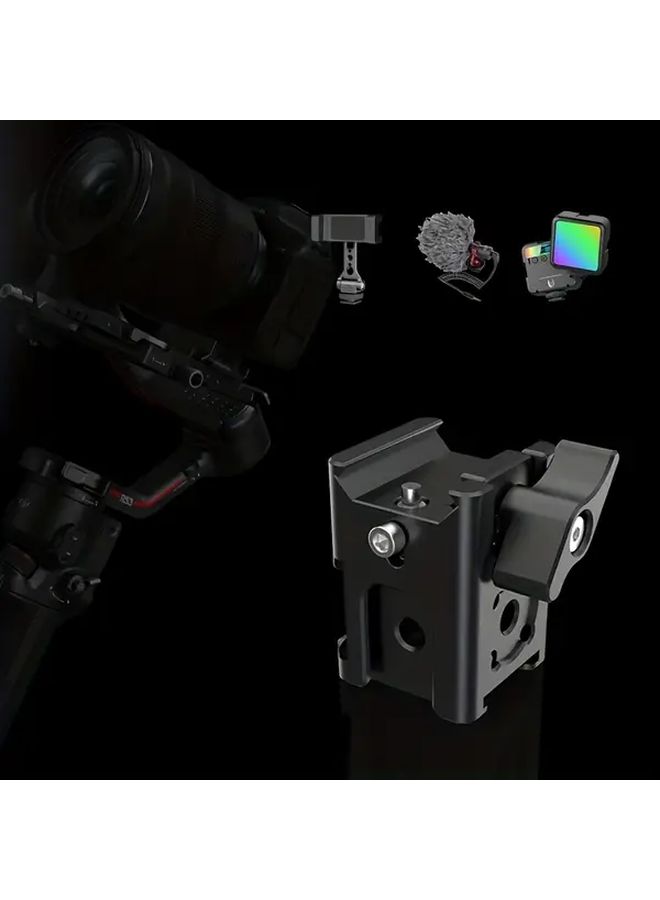 Black Aluminum Alloy Camera Mount With Cold Shoe Flashlight And Phone Clip Secure Locking - Image 4