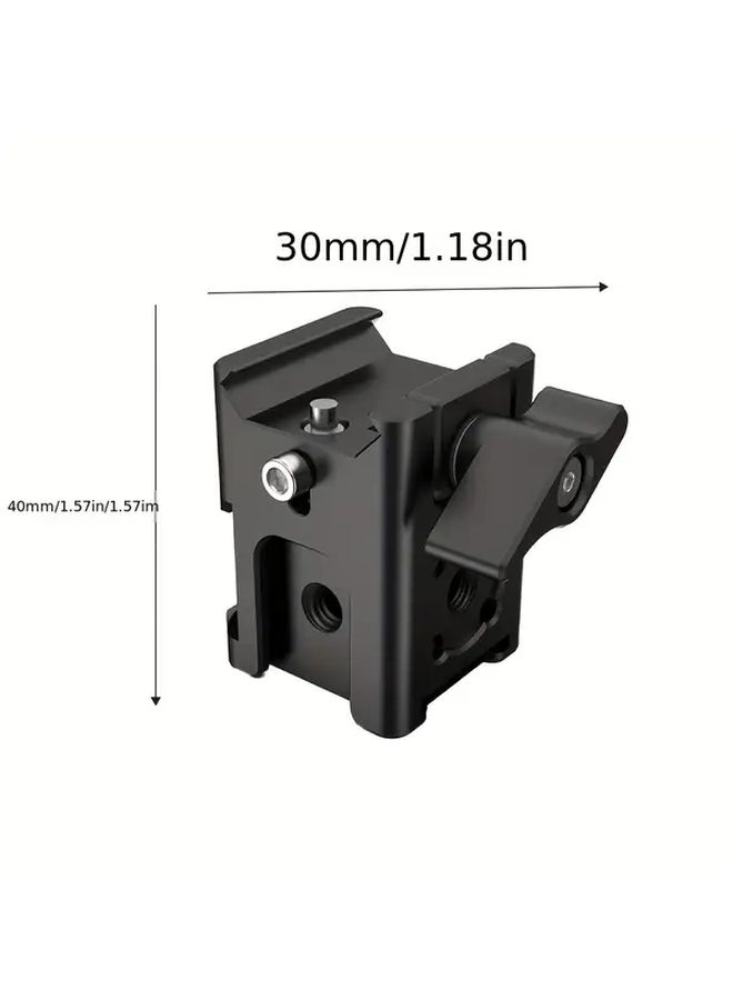 Black Aluminum Alloy Camera Mount With Cold Shoe Flashlight And Phone Clip Secure Locking - Image 2