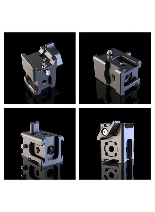 Black Aluminum Alloy Camera Mount With Cold Shoe Flashlight And Phone Clip Secure Locking - Image 5
