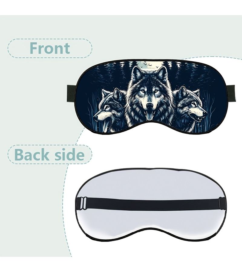 1pc Stylish Handsome Cartoon Wolf Pattern Printed Blindfold Sleep Mask Adjustable Strap Comfortable for Naps Travel Office Break Accessory Gift Sleep Aid Journey - Image 4