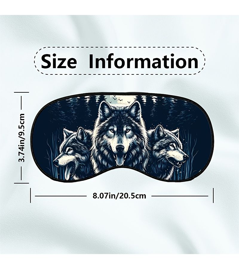 1pc Stylish Handsome Cartoon Wolf Pattern Printed Blindfold Sleep Mask Adjustable Strap Comfortable for Naps Travel Office Break Accessory Gift Sleep Aid Journey - Image 2