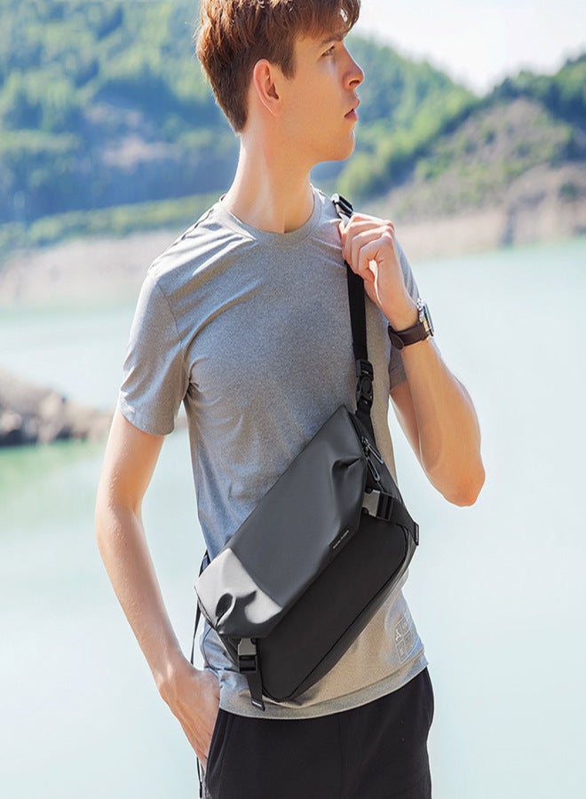 MARK RYDEN New Style Fashion Man Single Shoulder Pack Leisure Student Tooling Package Black Zipper Single Shoulder Pack - Image 3