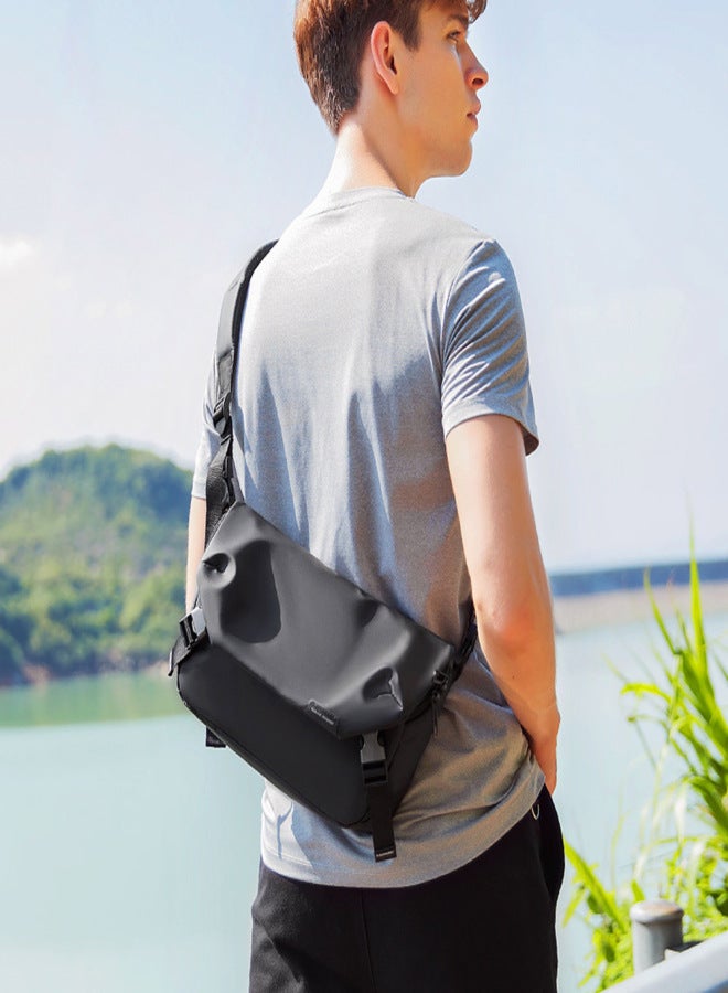 MARK RYDEN New Style Fashion Man Single Shoulder Pack Leisure Student Tooling Package Black Zipper Single Shoulder Pack - Image 2
