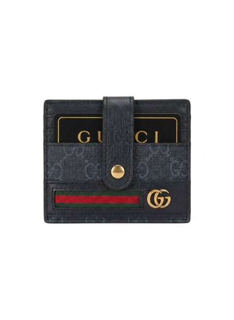 Gucci Men's Automatic Pop-Up Card Holder Wallet with Snap Closure and Monogram Design – Black