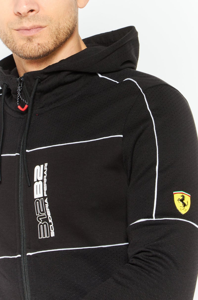 PUMA جاكيت خارجي بغطاء رأس للرجال من بومّا × سكوديريا فيراري، أسود - Image 3