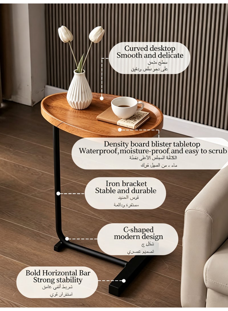 Snooe Coffee Table,Sofa Side Table,Double Layer C Shaped Square side table on wheels,coffee table for living room sofa,Suitable for study, living room, bedroom - Image 3