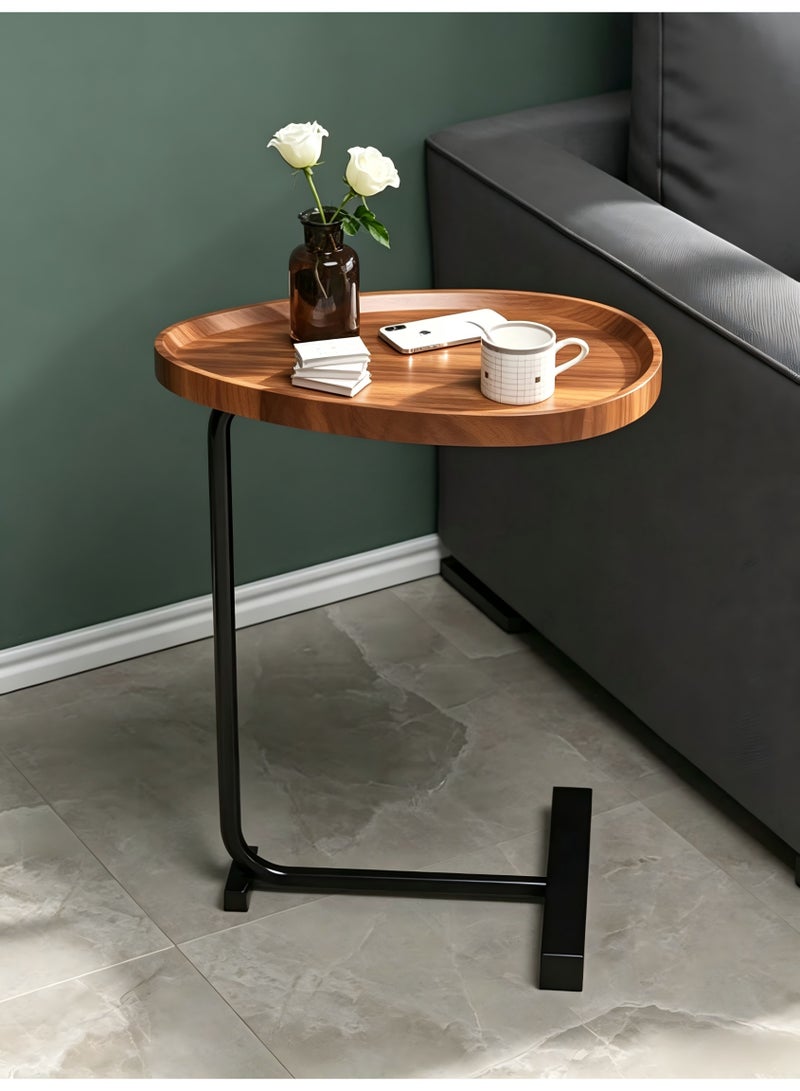 Snooe Coffee Table,Sofa Side Table,Double Layer C Shaped Square side table on wheels,coffee table for living room sofa,Suitable for study, living room, bedroom - Image 2