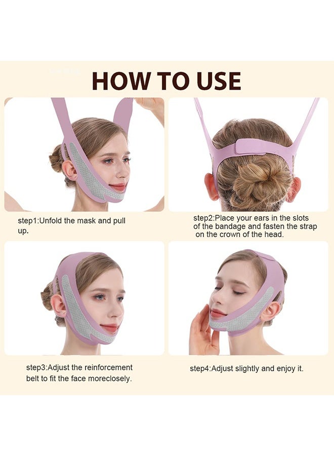 Depend Graphene V Line Lifting Mask, Double Chin Reducer, Face Slimming Strap, Face Lifting Strap For Sleeping, Reusable & Adjustable Chin Strap For Jawline Lifting, Eliminates Wrinkles Sagging Anti-aging, Double Chin Lifting Straps For Women, Purple - Image 5