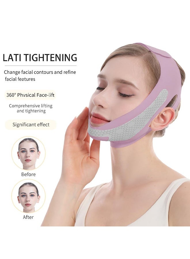 Depend Graphene V Line Lifting Mask, Double Chin Reducer, Face Slimming Strap, Face Lifting Strap For Sleeping, Reusable & Adjustable Chin Strap For Jawline Lifting, Eliminates Wrinkles Sagging Anti-aging, Double Chin Lifting Straps For Women, Purple - Image 3