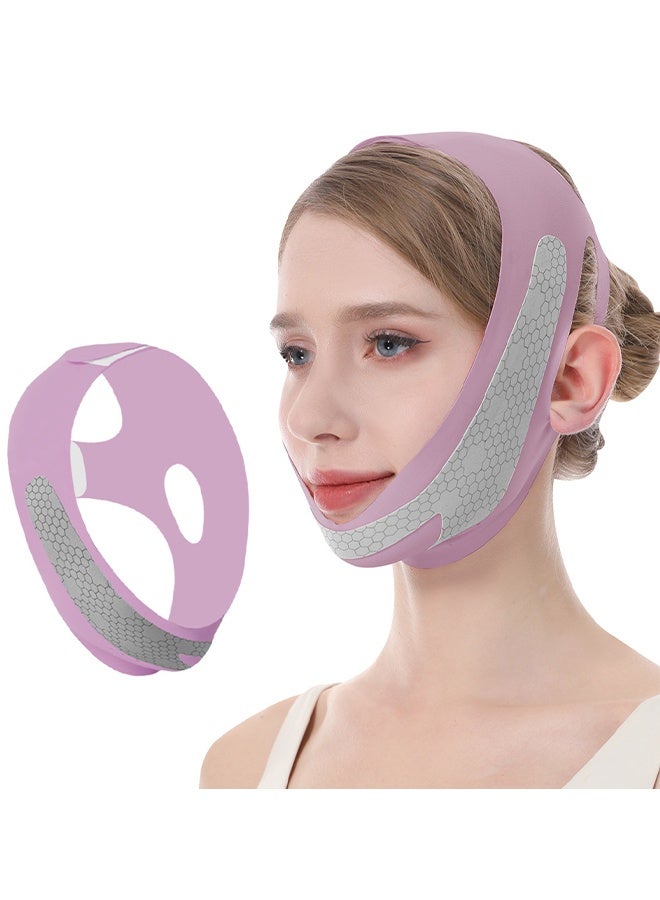 Depend Graphene V Line Lifting Mask, Double Chin Reducer, Face Slimming Strap, Face Lifting Strap For Sleeping, Reusable & Adjustable Chin Strap For Jawline Lifting, Eliminates Wrinkles Sagging Anti-aging, Double Chin Lifting Straps For Women, Purple - Image 1