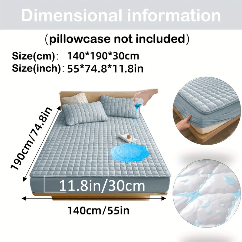 1pc Quilted Mattress Protector (Without Pillow And Core), Soft Comfortable Solid Color Bedding Mattress Cover, Fitted Sheet Mattress Protector for Bedroom, Guest Room, with Deep Pocket, Fitted Sheet 90*200cm 160 * 200cm, And Other Multiple Sizes - Image 1