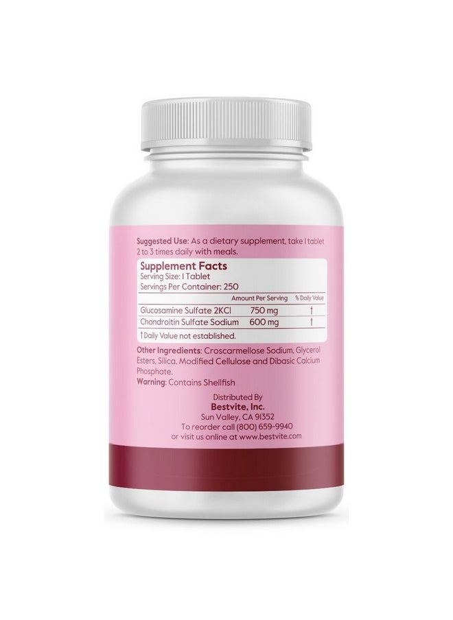 BESTVITE Glucosamine & Chondroitin Sulfate 750/600 Triple Strength (500 Tablets) (250 x 2) - Joint Support - No Stearates - Gluten Free - pzsku/Z4B930970A9D14F7E5E06Z/45/_/1739882485/2ebf9e60-decc-444d-a01a-dd24ce8baa48