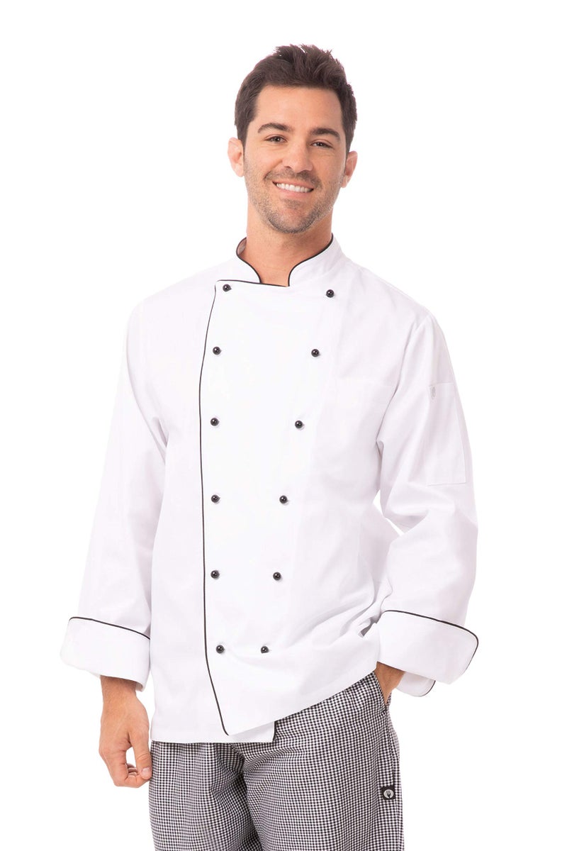 Chef Works Men's Newport Executive Chef Coat, White, X-Large - Image 1