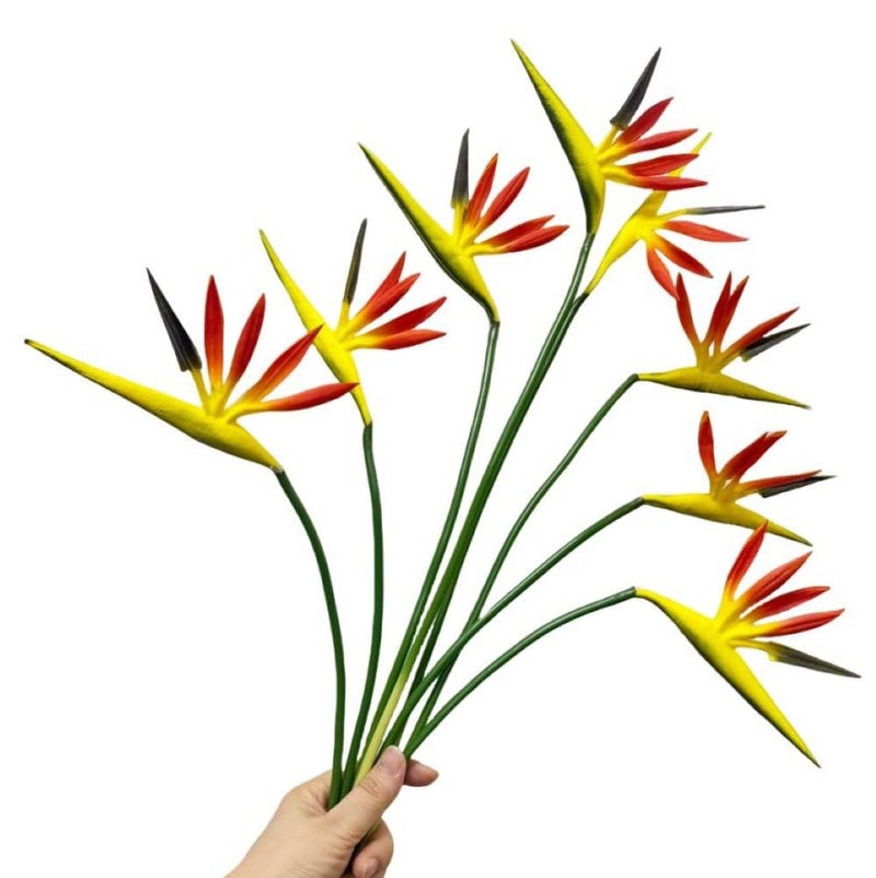 Corkwaw 8 Pack 21-1/2 Inch Artificial Flowers Bird of Paradise,Green Plant for Home Garden Decoration Office Verandah Wedding Decorations (Orange) - Image 1