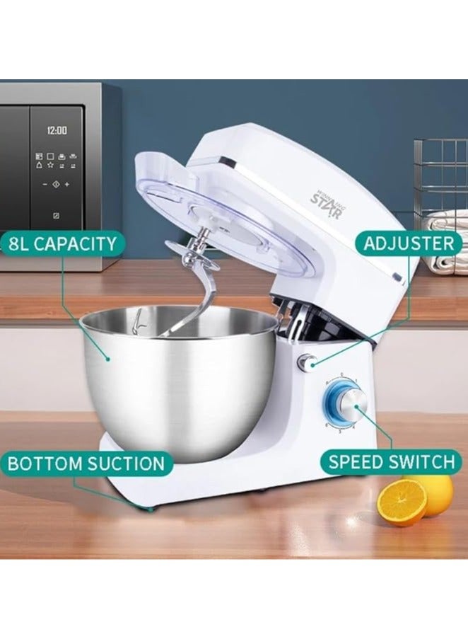 Winning Star 1500W Electric Stand Mixer Powerful Performance for All Your Baking Needs, 8L ,6-Speed +10 Quart Tilt-Head Kitchen Electric Food Mixer with Beater, Dough Hook, Wire Whip and Egg - Image 2