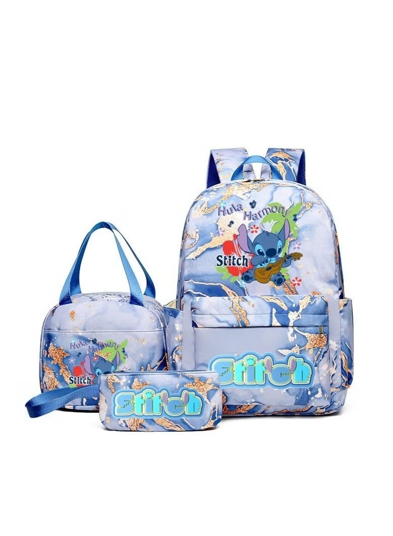 Stitch Golden Quicksand Texture Schoolbag Waterproof Primary and Secondary School St...