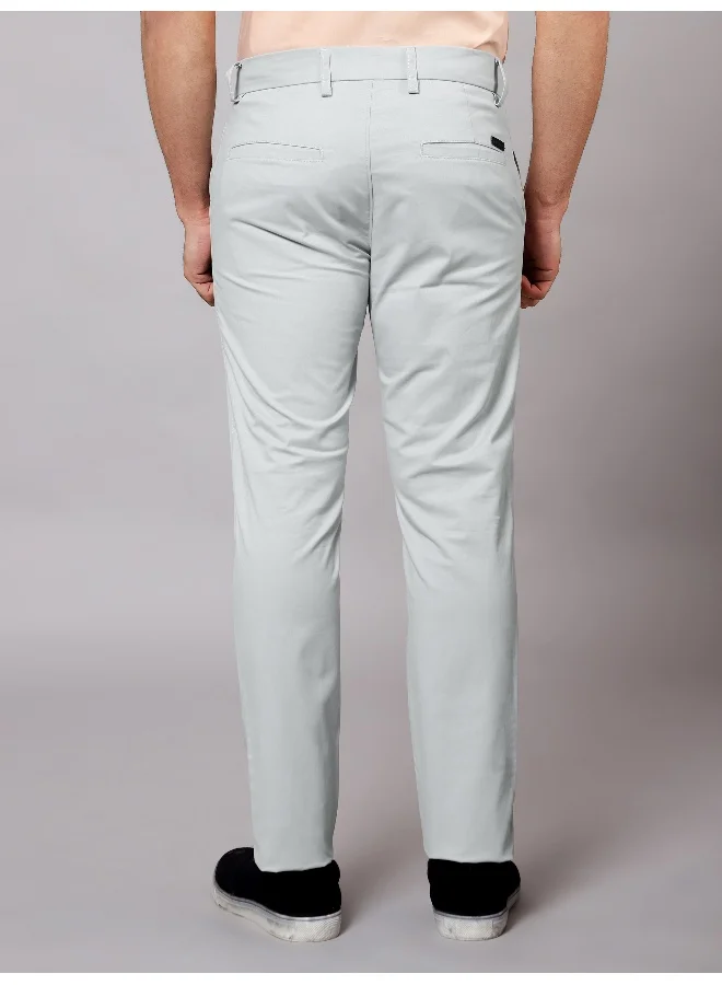 Beyoung BEYOUNG Men's Regular Soild Casual Silvery White Chinos for Men