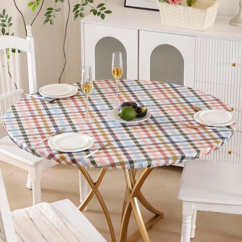 Walrus Round Vinyl Fitted Tablecloth with Flannel Backing Elastic Edge Design Table Cover Waterproof Oil-Proof PVC Table Cloth Stain-Resistant Best for 32"-36" Round - Image 4