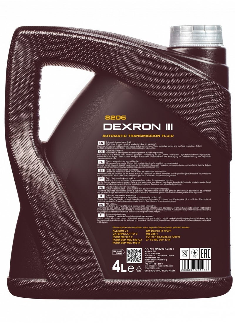 MANNOL Mannol Dexron III 8206 Automatic Transmission Fluid 4 Liters  - Image 2