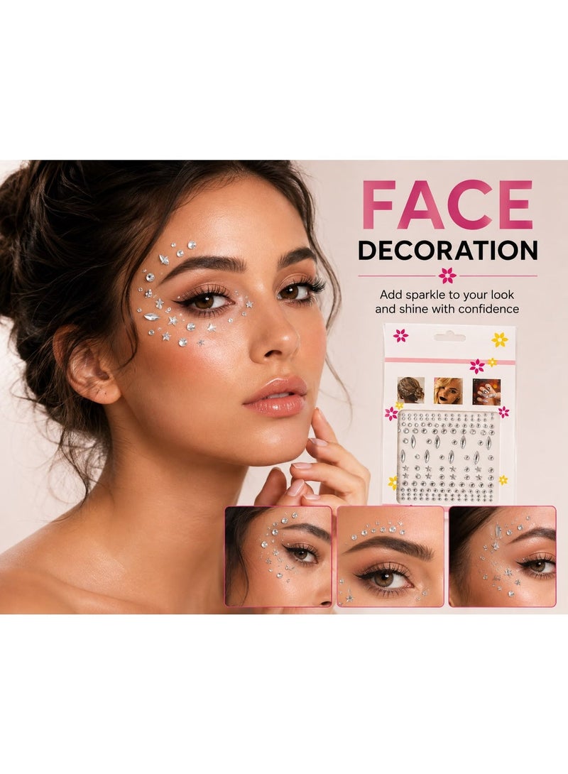 150 Pcs Face Gems Rhinestones – Sparkling Crystal Body Jewels in Different Shapes & Sizes for Face, Body, Clothes, Bags, Shoes, Nails & Hair – Party Makeup Decoration - Image 4