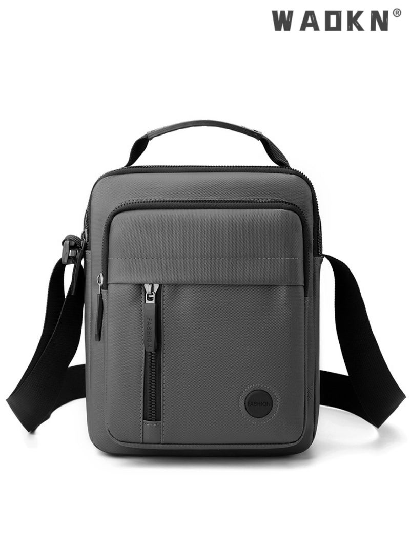 WAOKN Men High Quality boys Crossbody Bag Minimalist Wear-Resistant Oxford Crossbody/Shoulder Bag with Adjustable Strap and Top Handle Multi-layer Functional New Trends Fashion Handbag for Men Grey - Image 5