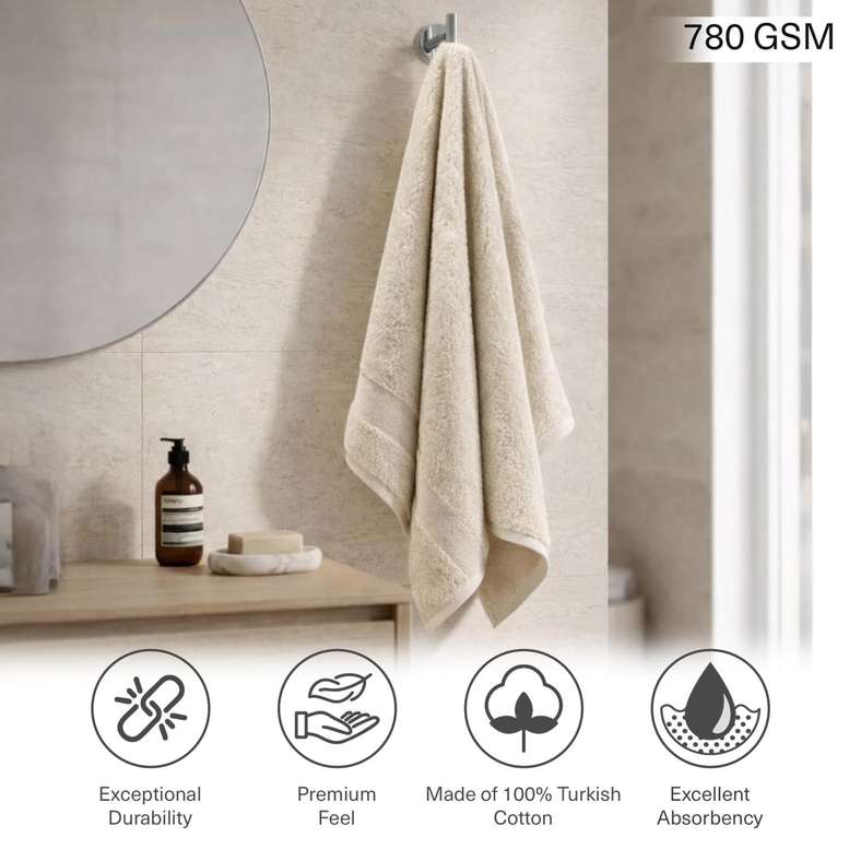 Pan Home Ultra Luxe Turkish Cotton Hand Towel 50x90 cm - Cream - Image 5