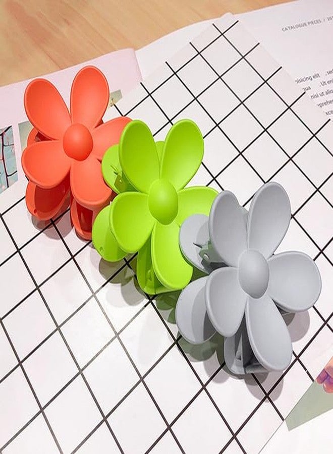 سامياك مجموعة سامياك من 3 قطع من مشابك الشعر الزهرية ذات اللون المطفأ السميك للنساء والفتيات | مشابك شعر لطيفة على شكل زهرة، متوسطة وكبيرة الحجم (متوسطة) - Image 1