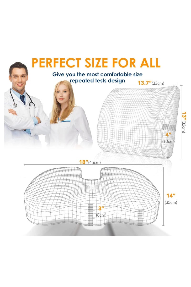 فلوشرينيك وسادة دعم القطن للمكتب كرسي الذاكرة رغوة مقعد السيارة وسادة العظام وسادة الظهر ، وسائد الجلوس الإيرغونومية ، لمرض الجلد ، أسفل الظهر وعظم الذيل تخفيف الألم وسادة المكتب (أسود) - Image 2