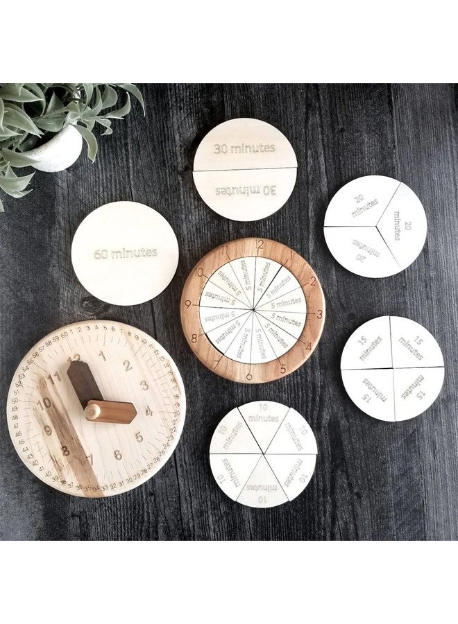 MerryHeart Wooden Time Fraction Learning Clock, Cognitive Clock Education Puzzle Toys for Children, Clock for Kids Learning to Tell Time, Time Fractions Set Up for an Hour, Montessori Materials (Wood) - Image 5