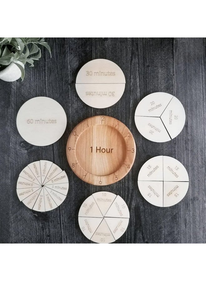 MerryHeart Wooden Time Fraction Learning Clock, Cognitive Clock Education Puzzle Toys for Children, Clock for Kids Learning to Tell Time, Time Fractions Set Up for an Hour, Montessori Materials (Wood) - Image 4