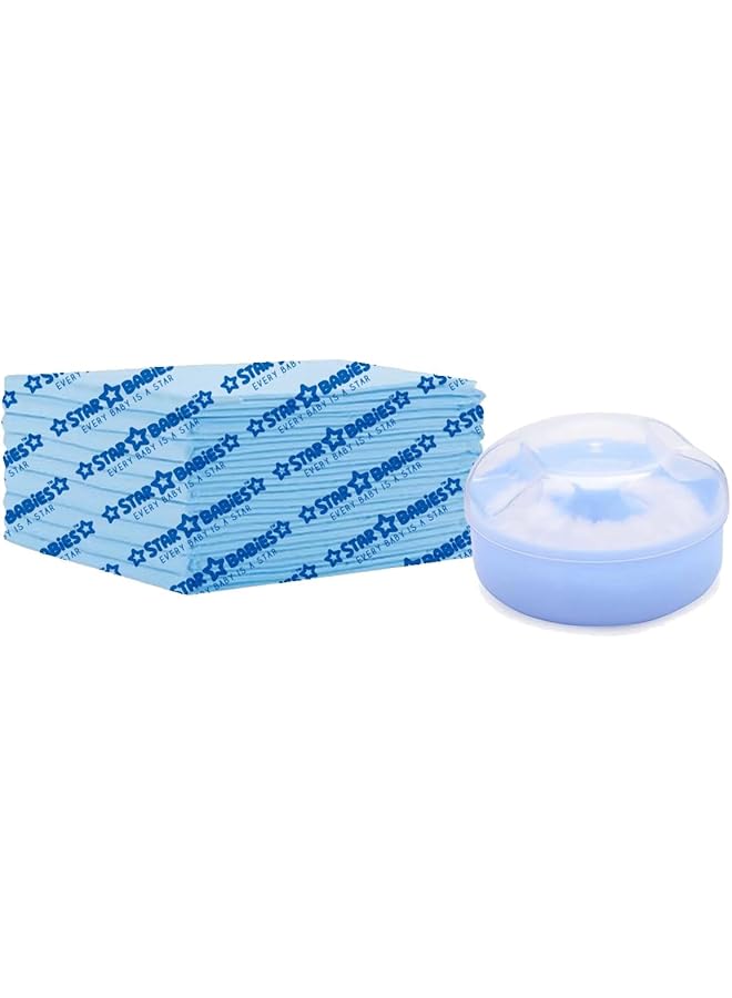 STAR BABiES Combo Pack Of 2 Disposable Changing Mat Pack Of 12 With Powder Puff Blue - Image 1