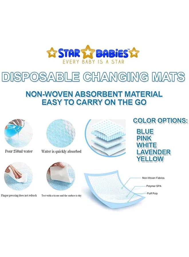 STAR BABiES Combo Pack Of 2 Disposable Changing Mat Pack Of 12 With Powder Puff Blue - Image 3