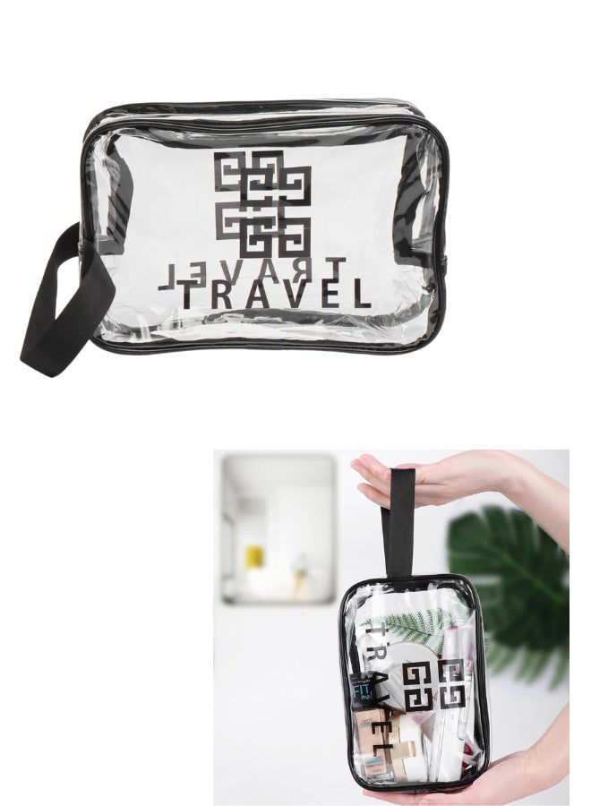Clear Cosmetic Bag for Women | Large Waterproof PVC Toiletry Bag | Clear Travel Case for Makeup and Personal Care Items – Black - Image 1