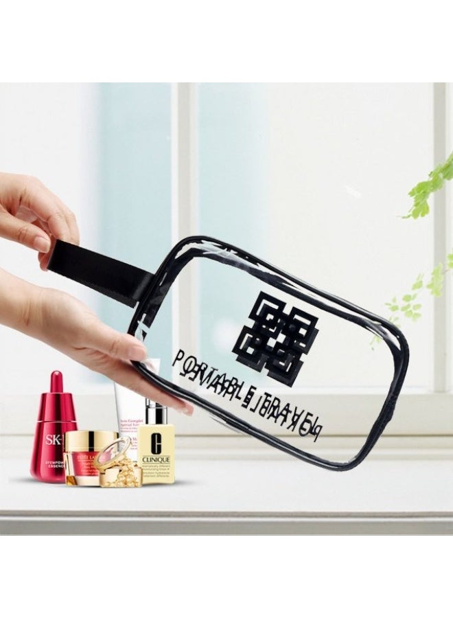 Clear Cosmetic Bag for Women | Large Waterproof PVC Toiletry Bag | Clear Travel Case for Makeup and Personal Care Items – Black - Image 3