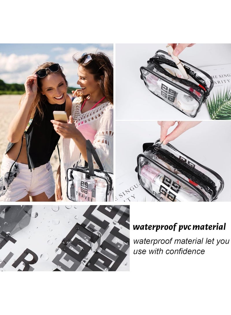 Clear Cosmetic Bag for Women | Large Waterproof PVC Toiletry Bag | Clear Travel Case for Makeup and Personal Care Items – Black - Image 4