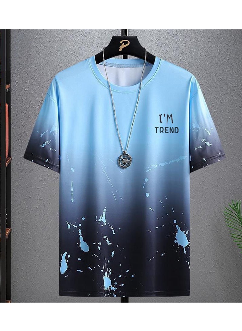 Trendy printed short-sleeved T-shirt summer new men's casual suit shorts short-sleeved T-shirt two-piece set  - Image 3